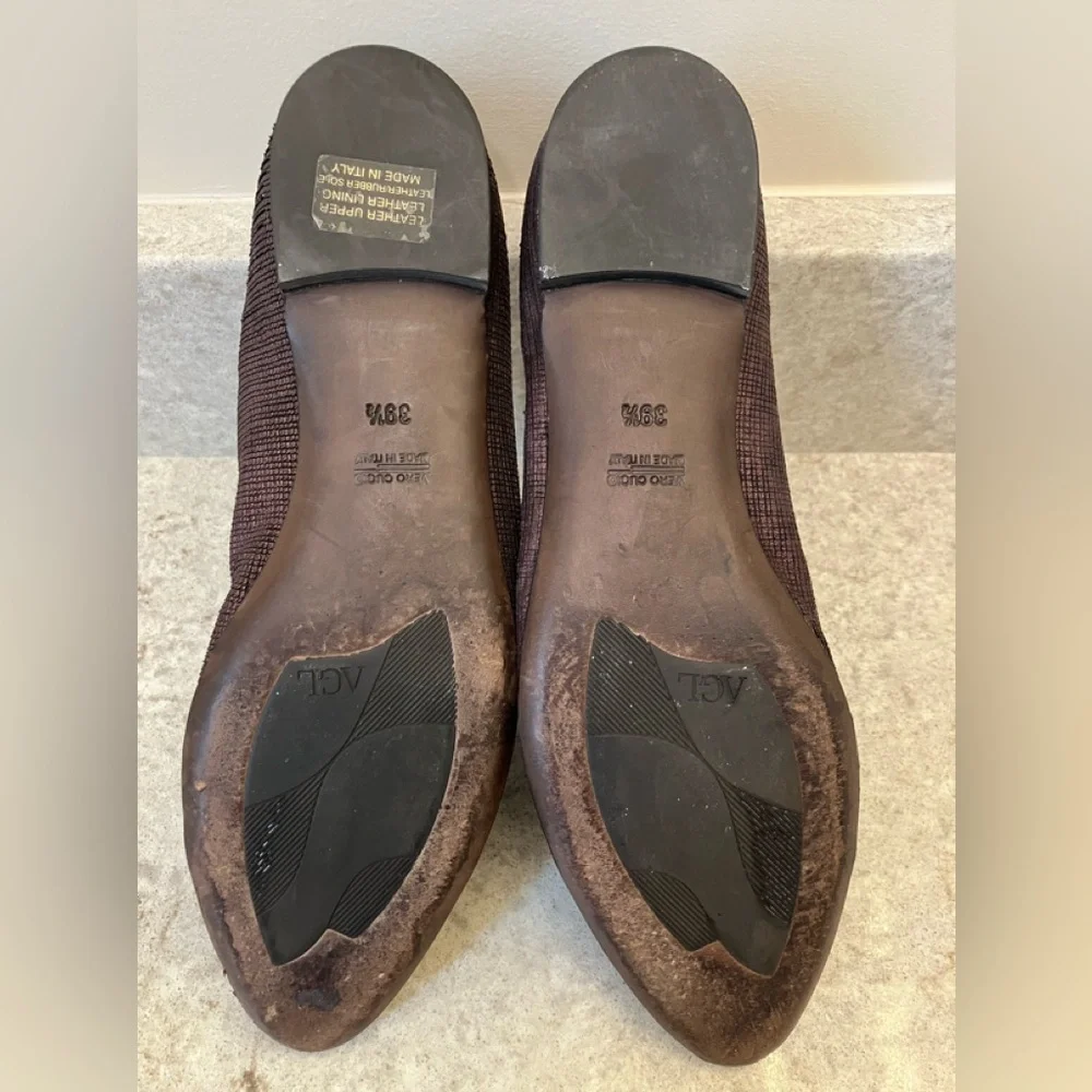 Attilio Giusti Leombruni Womens Burgundy Metallic Loafers - Picture 6 of 7